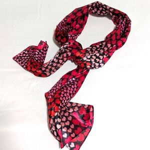 Vintage Heart Patterned Oblong Scarf - Red, Pink and Black